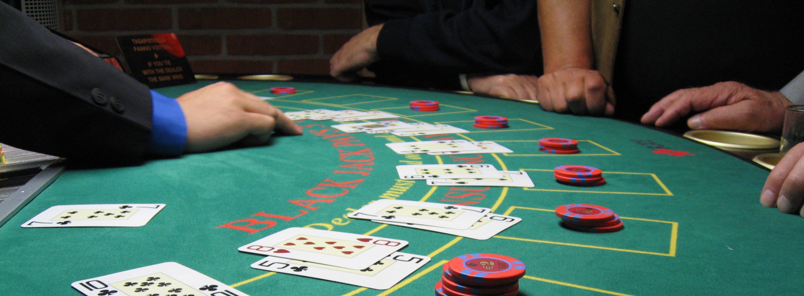 Blackjack table. Public domain from Wikimedia Commons