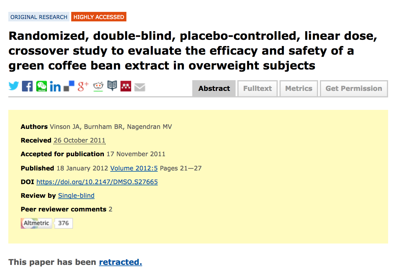 Retraction notice on journal